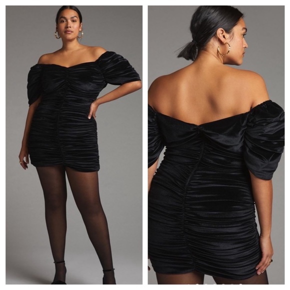 Puff-sleeve Ruched Mini Dress by Hutch - Picture 1 of 13